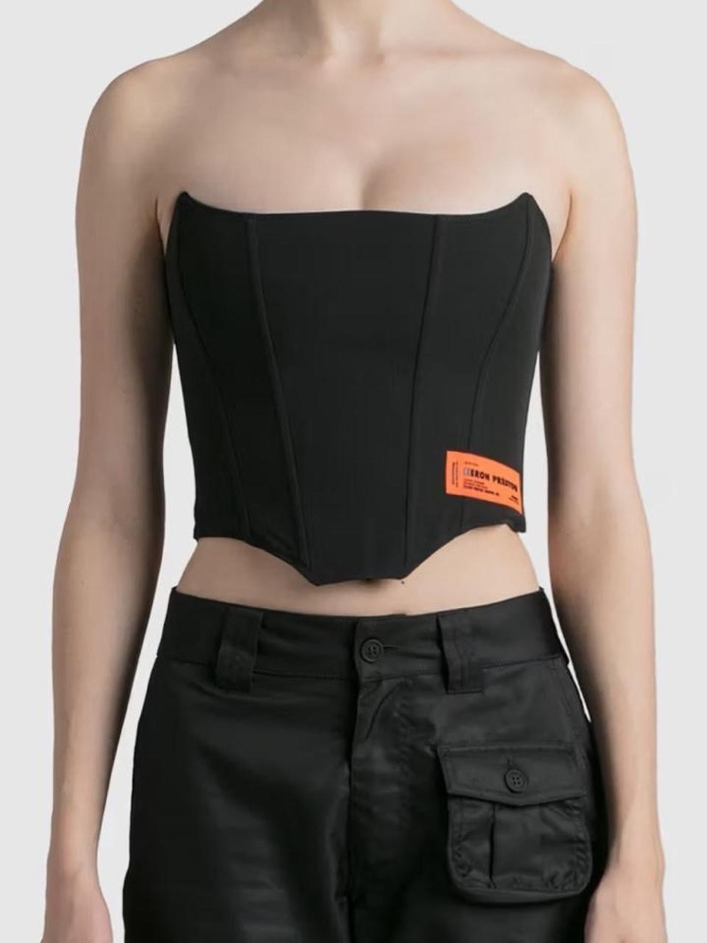NWT Heron Preston Black Strapless Corset Zip Top IT 44 (US medium)